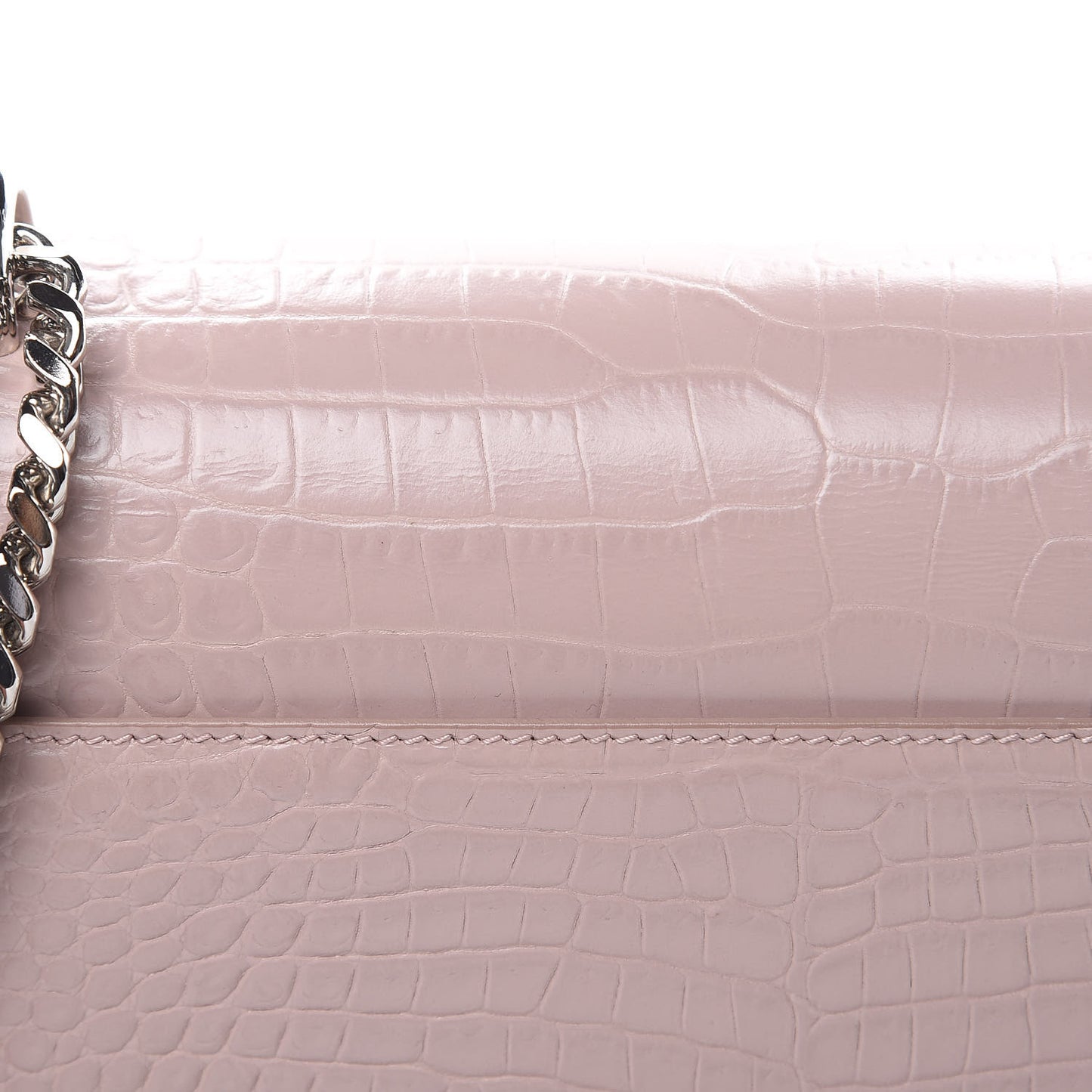 Calfskin Crocodile Embossed Medium Monogram Sunset Powder Pink