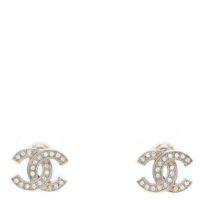 Chanel Crystal CC Earrings Silver 1 of 5