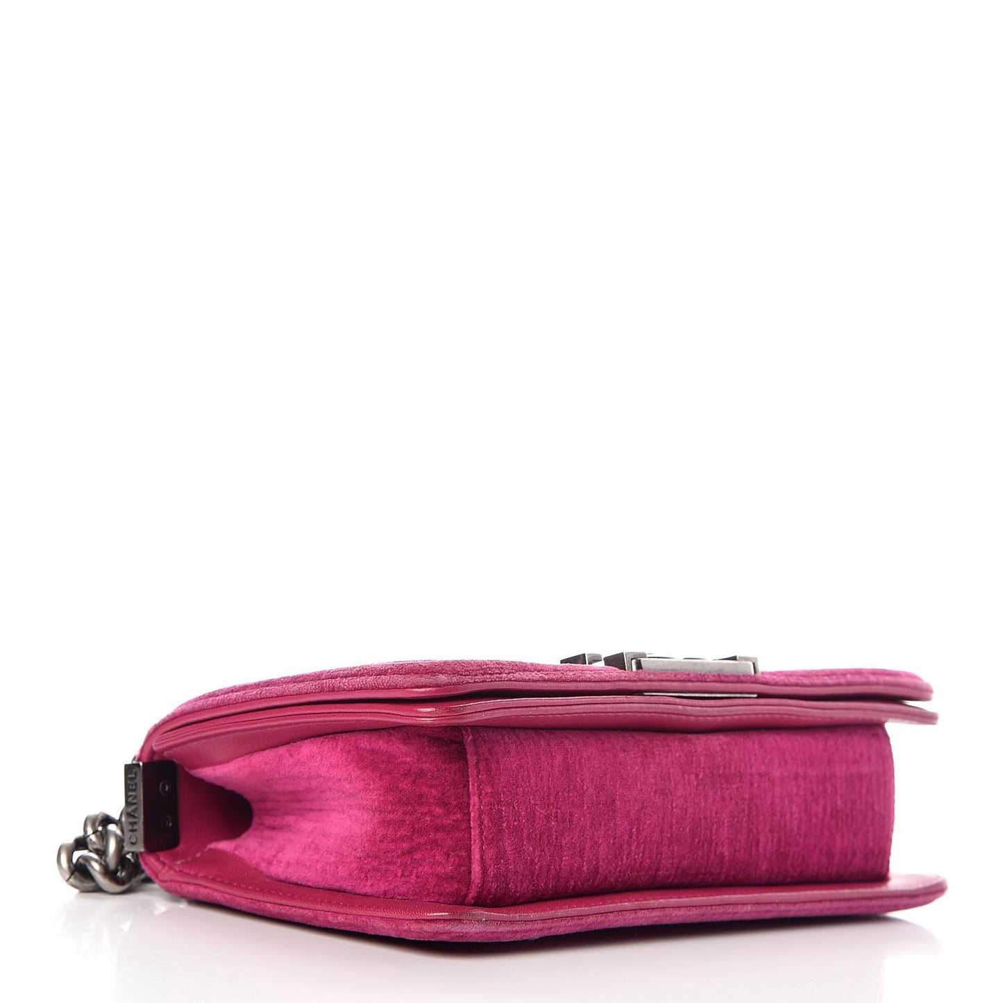 Velvet Quilted Small Boy Flap Fuchsia