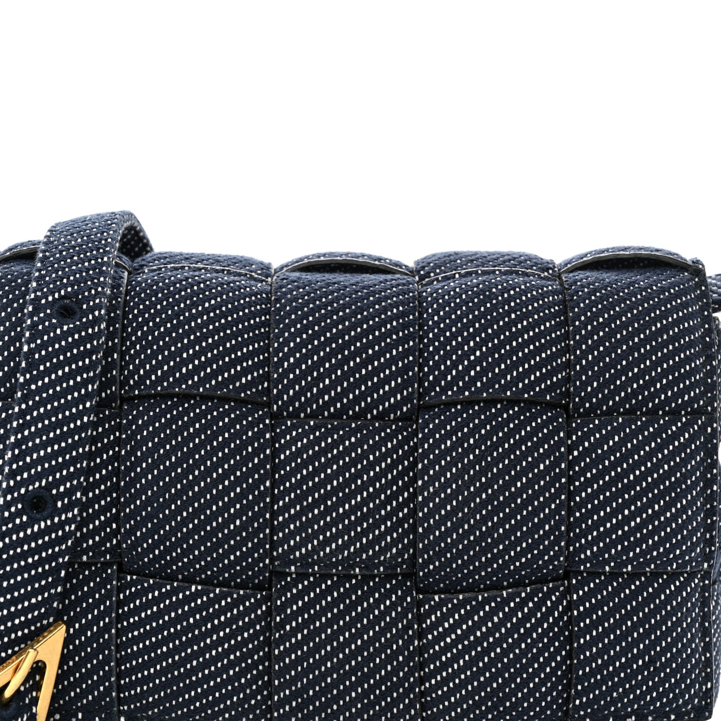 Denim Maxi Intrecciato Padded Cassette High Frequency Crossbody Bag Indigo