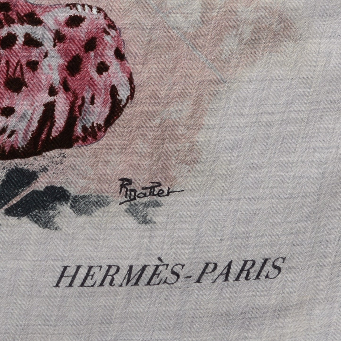 Cashmere Silk Panthera Pardus Shawl 140 Gris Chine Rose Ardoise
