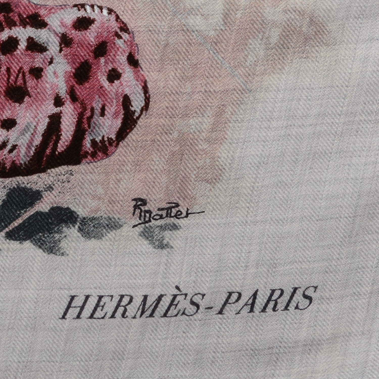 Hermes Cashmere Silk Panthera Pardus Shawl 140 Gris Chine Rose Ardoise 4 of 5