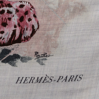 Hermes Cashmere Silk Panthera Pardus Shawl 140 Gris Chine Rose Ardoise 4 of 5