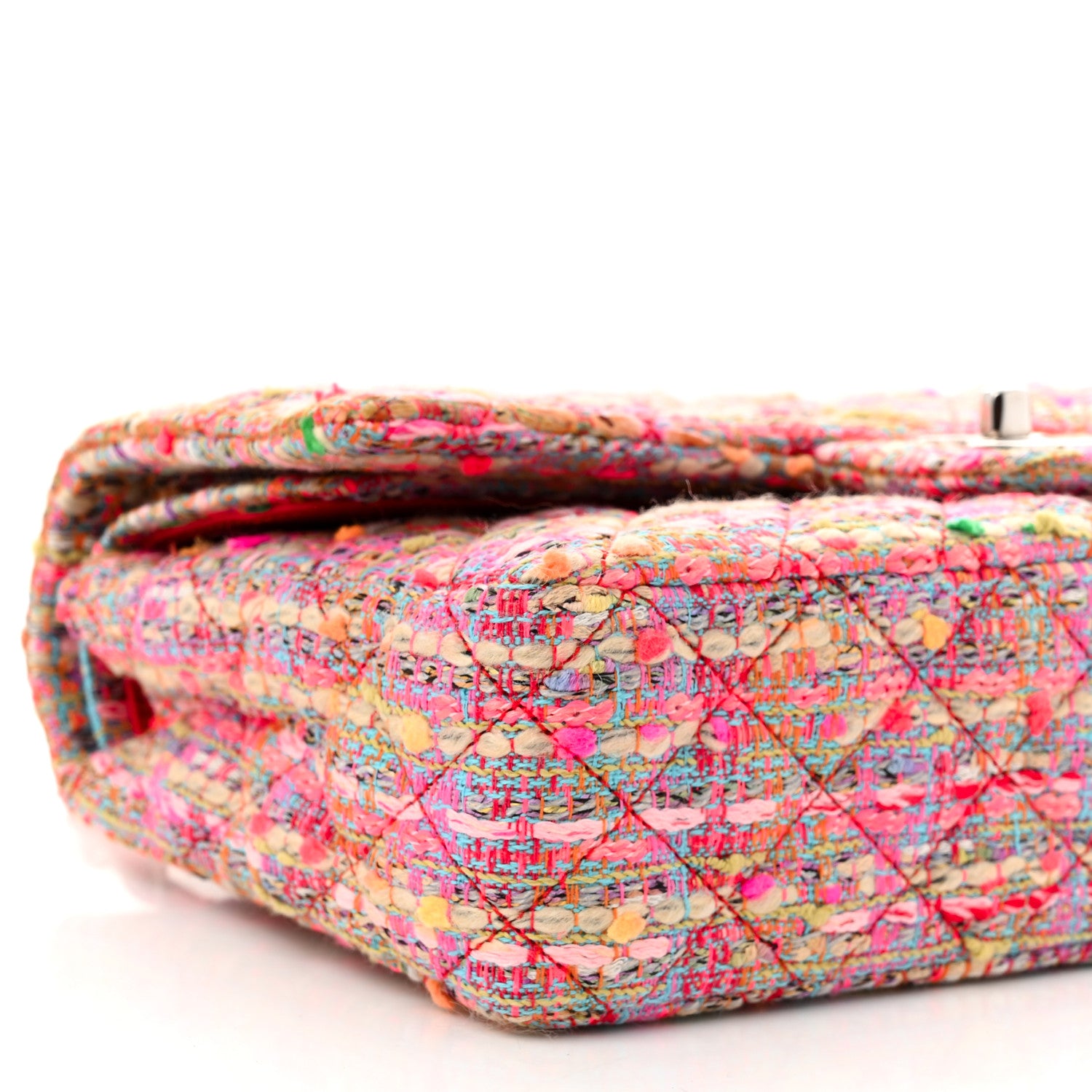 Chanel Tweed Quilted Medium Double Flap Pink 9 of 11