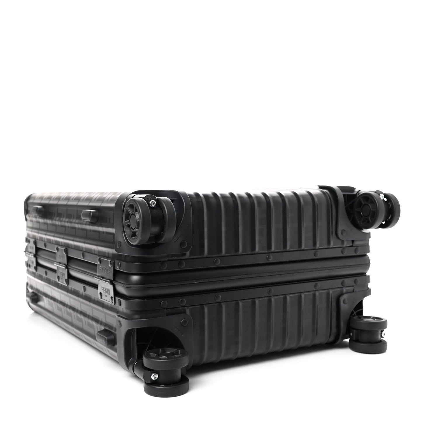 X RIMOWA Aluminum FF Print Roll Away Carry On Luggage Black