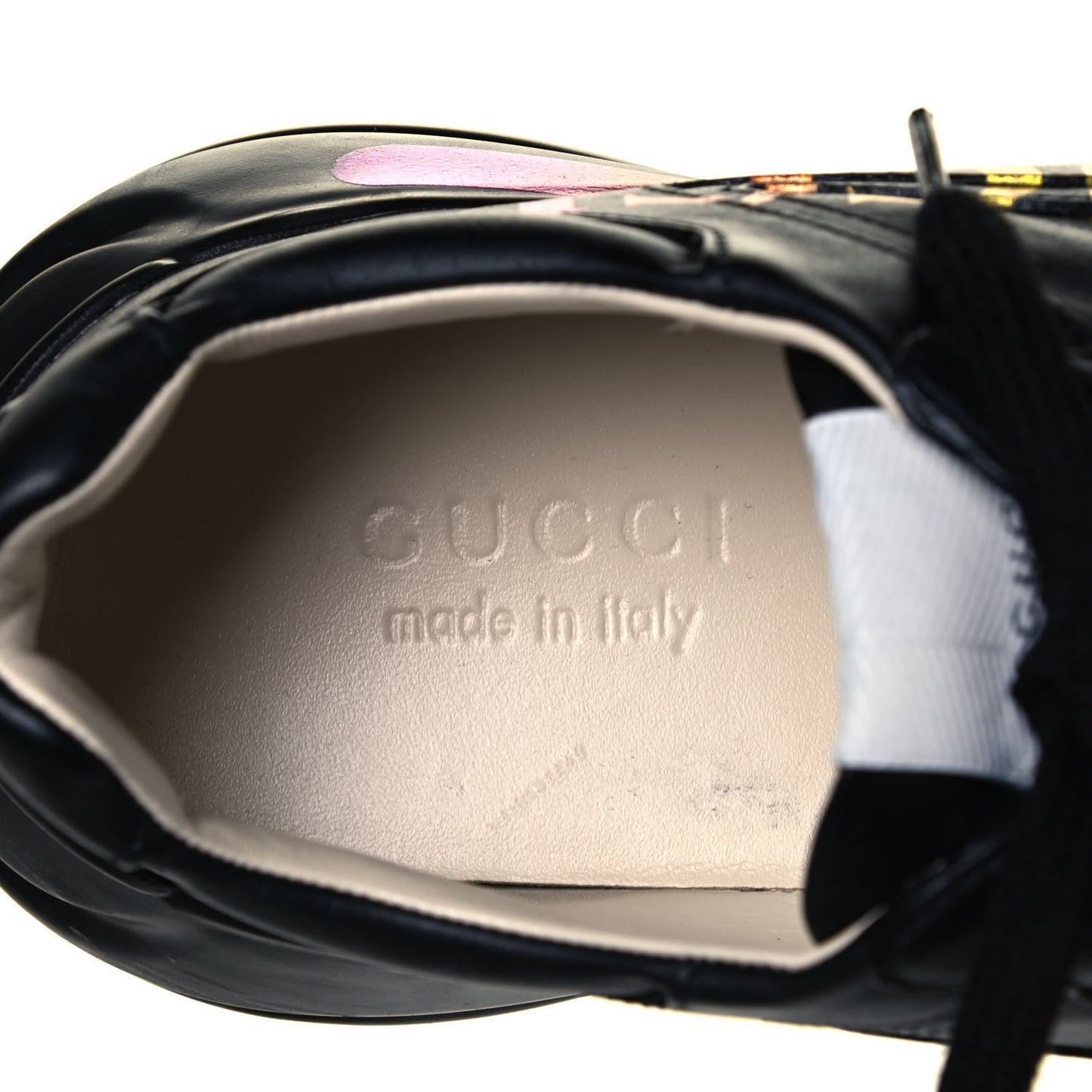 Calfskin Iridescent Logo Mens Rhyton Sneakers 6.5 Black