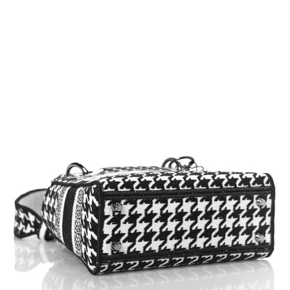 Christian Dior Canvas Houndstooth Embroidered Mini Lady D-Lite Black White 4 of 8