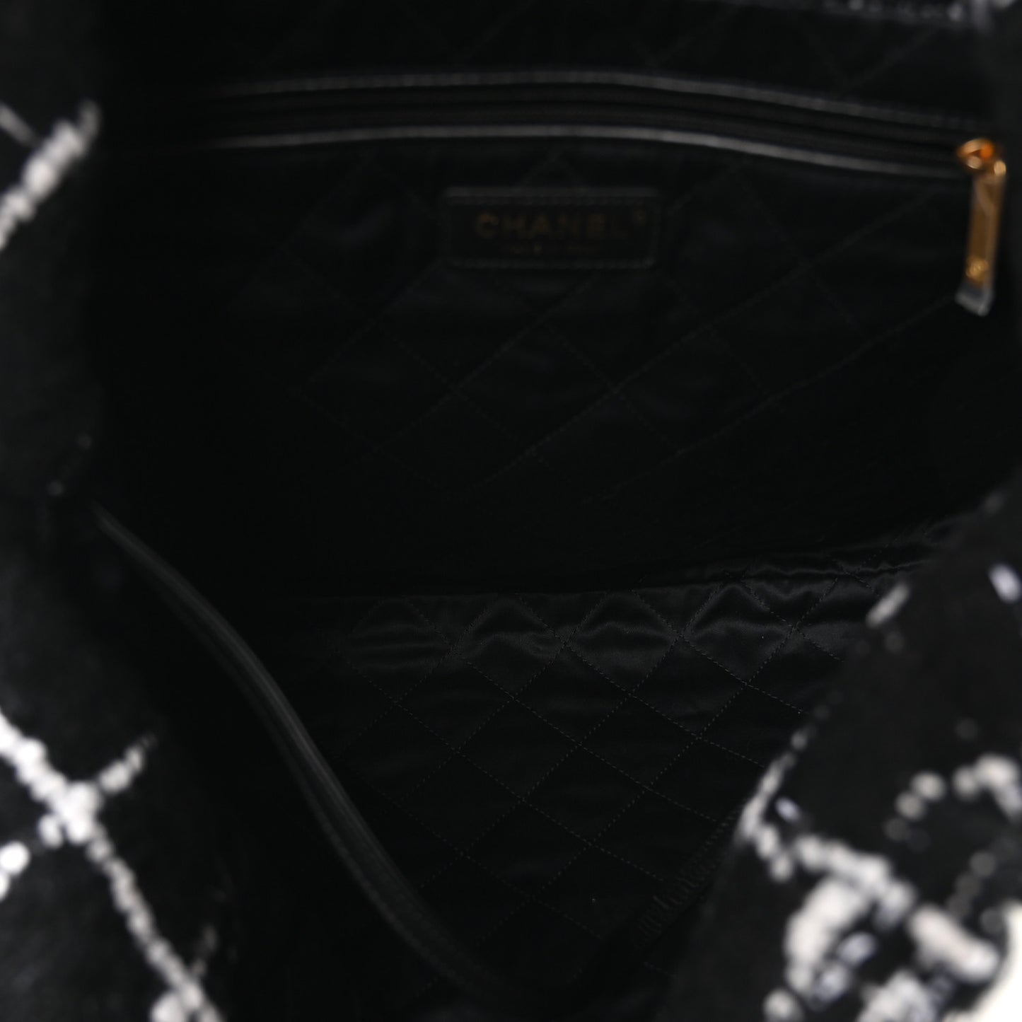 Wool Tweed Quilted Small Chanel 22 Black Multicolor
