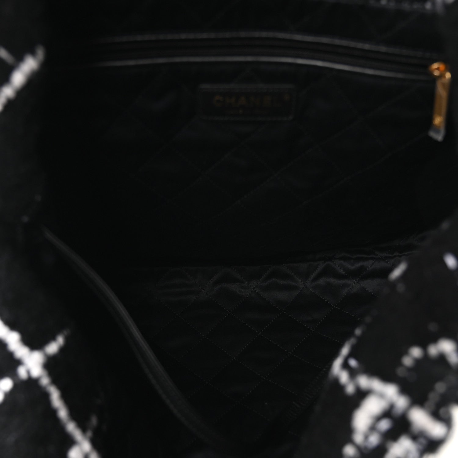 Chanel Wool Tweed Quilted Small Chanel 22 Black Multicolor 6 of 11