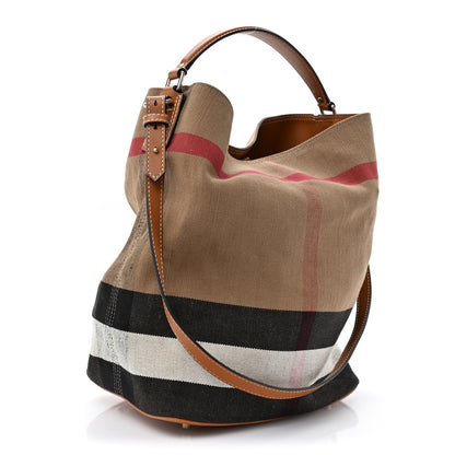 Burberry Canvas Mega Check Medium Ashby Hobo Saddle Brown 4 of 19