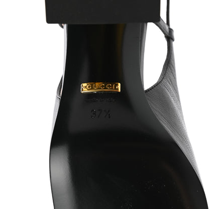 Gucci Malaga Kid Horsebit 75mm Slingback Pumps 37.5 Black 6 of 10