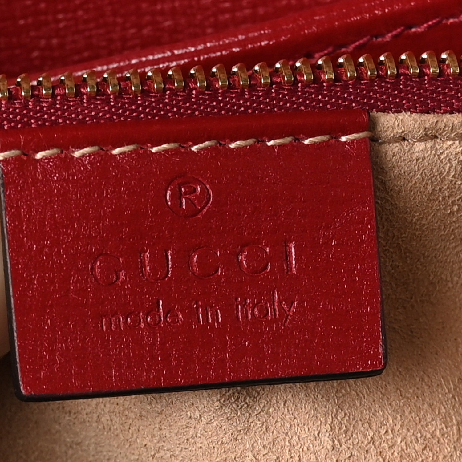 Gucci GG Supreme Monogram Azalea Calfskin Horsebit 1955 Shoulder Bag Beige Ebony New Cherry Red 6 of 10