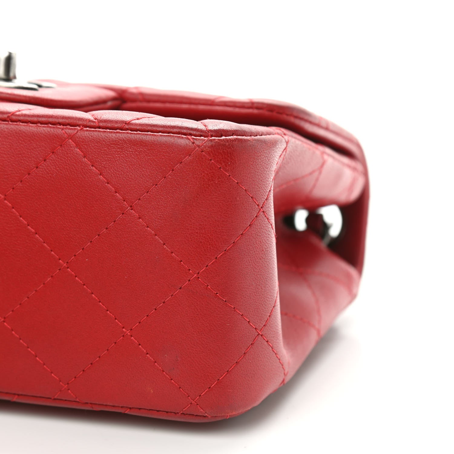 Chanel Lambskin Quilted Mini Square Flap Red 9 of 13