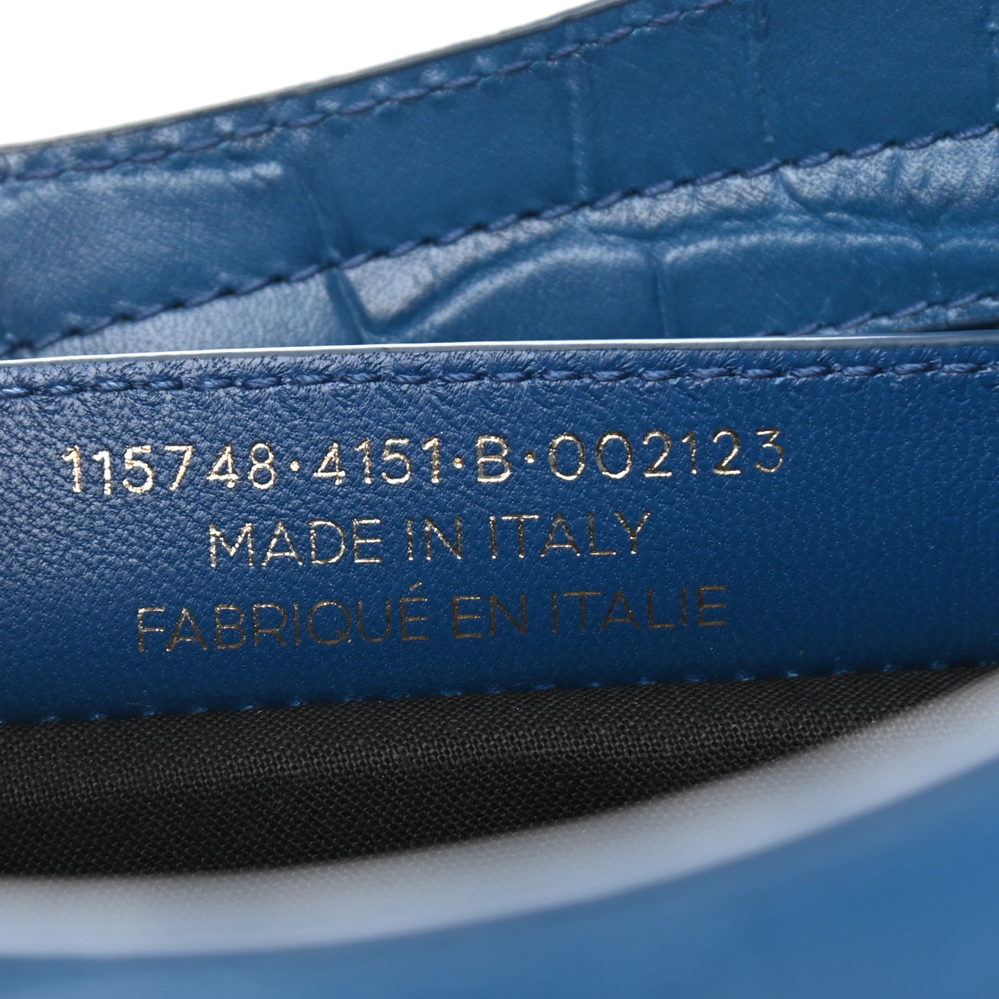 Calfskin Crocodile Embossed Classic Silver Hardware City Bleu Marine
