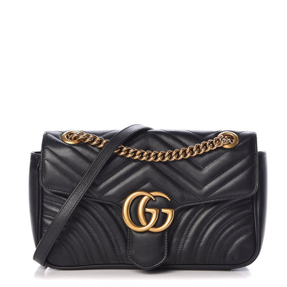 Gucci Calfskin Matelasse Small GG Marmont Shoulder Bag Black 1 of 13