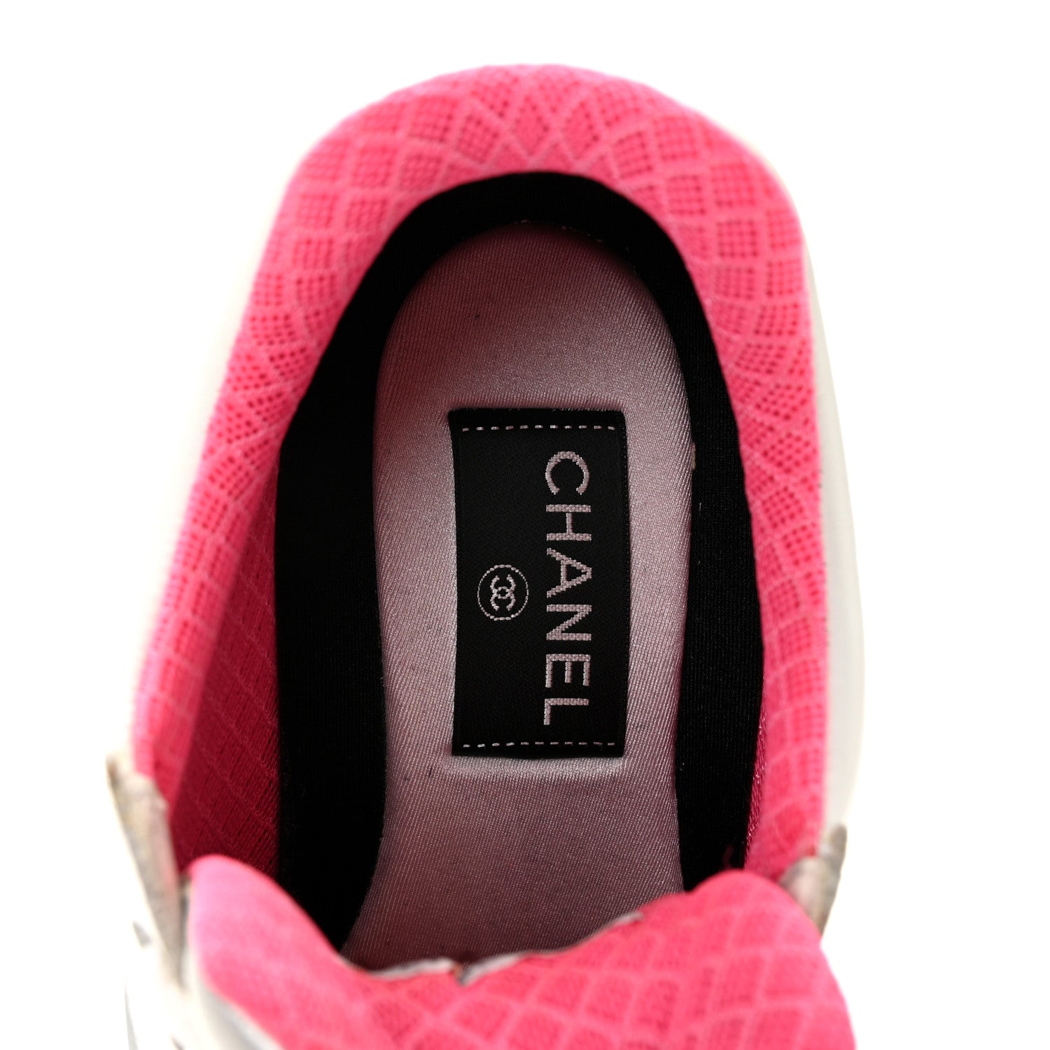 Chanel Calfskin Fabric Sneakers 36 White Silver Fluo Pink 7 of 14