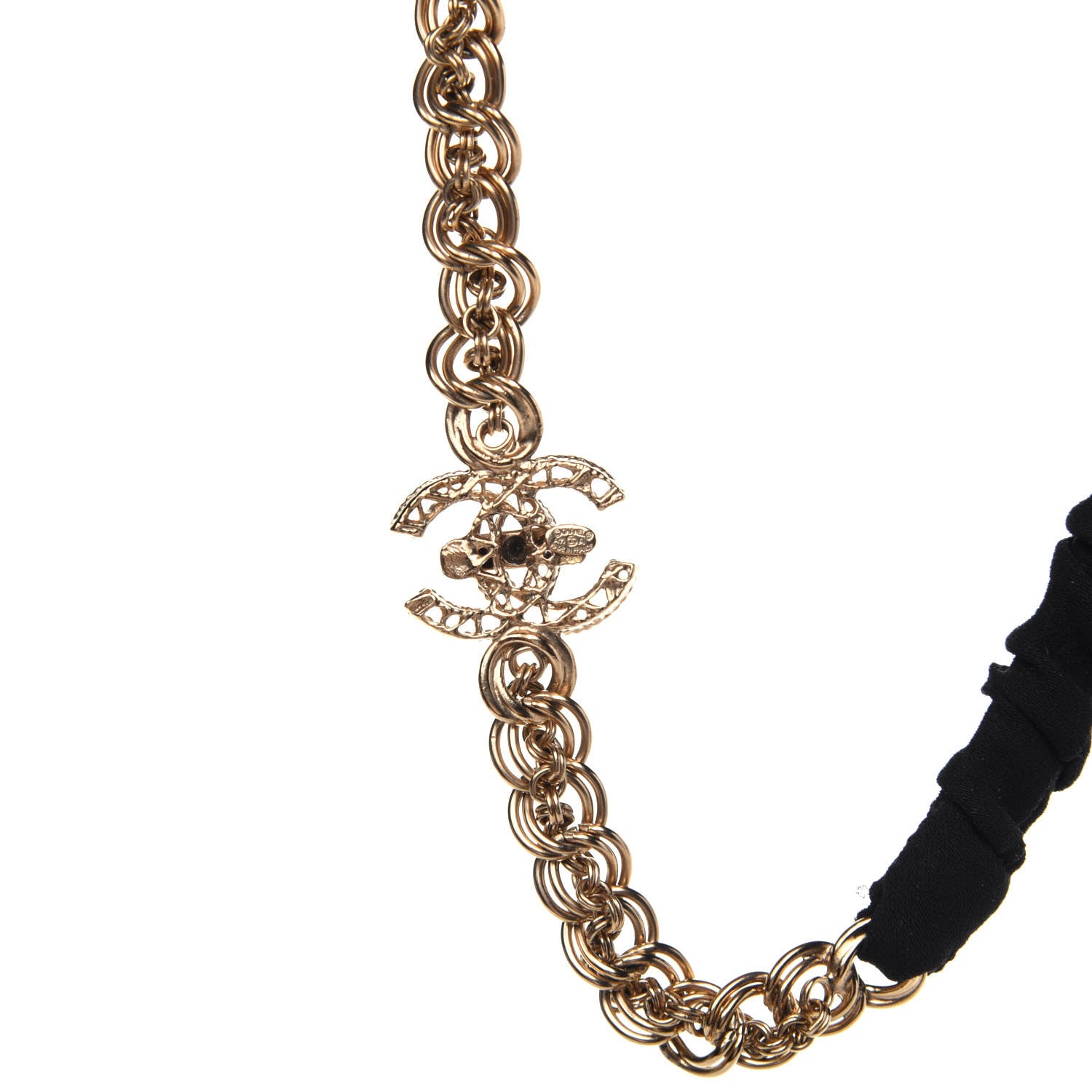 Chanel Metal Beaded CC Chain Headband Gold Black 6 of 6
