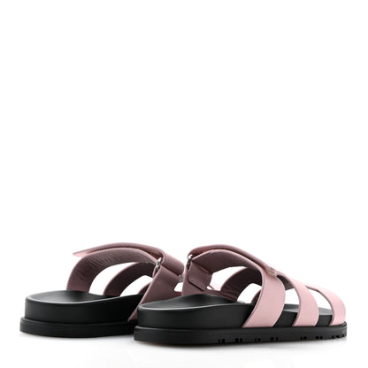 Hermes Calfskin Womens Chypre Sandals 37.5 Rose Cancan 5 of 10