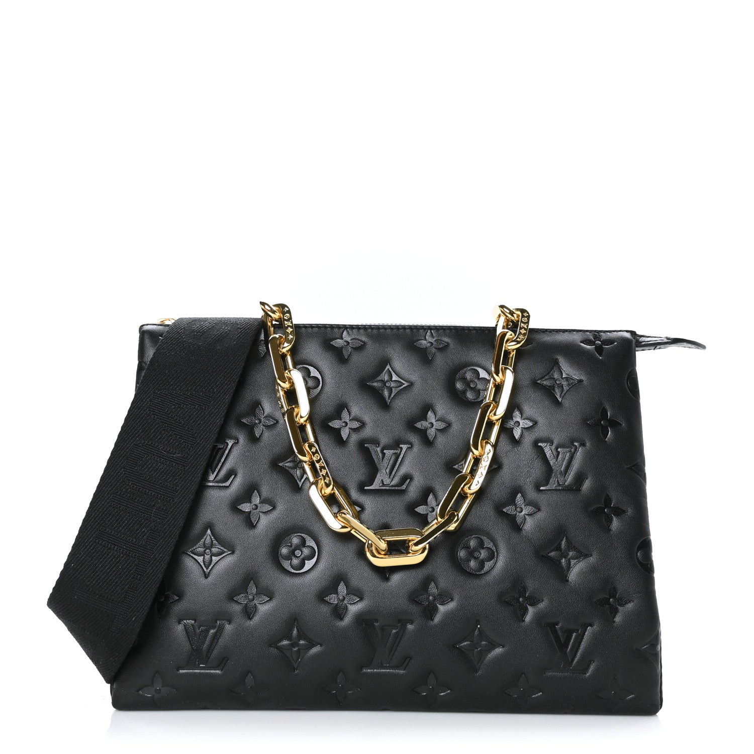 Louis Vuitton Lambskin Embossed Monogram Coussin PM Black 1 of 10