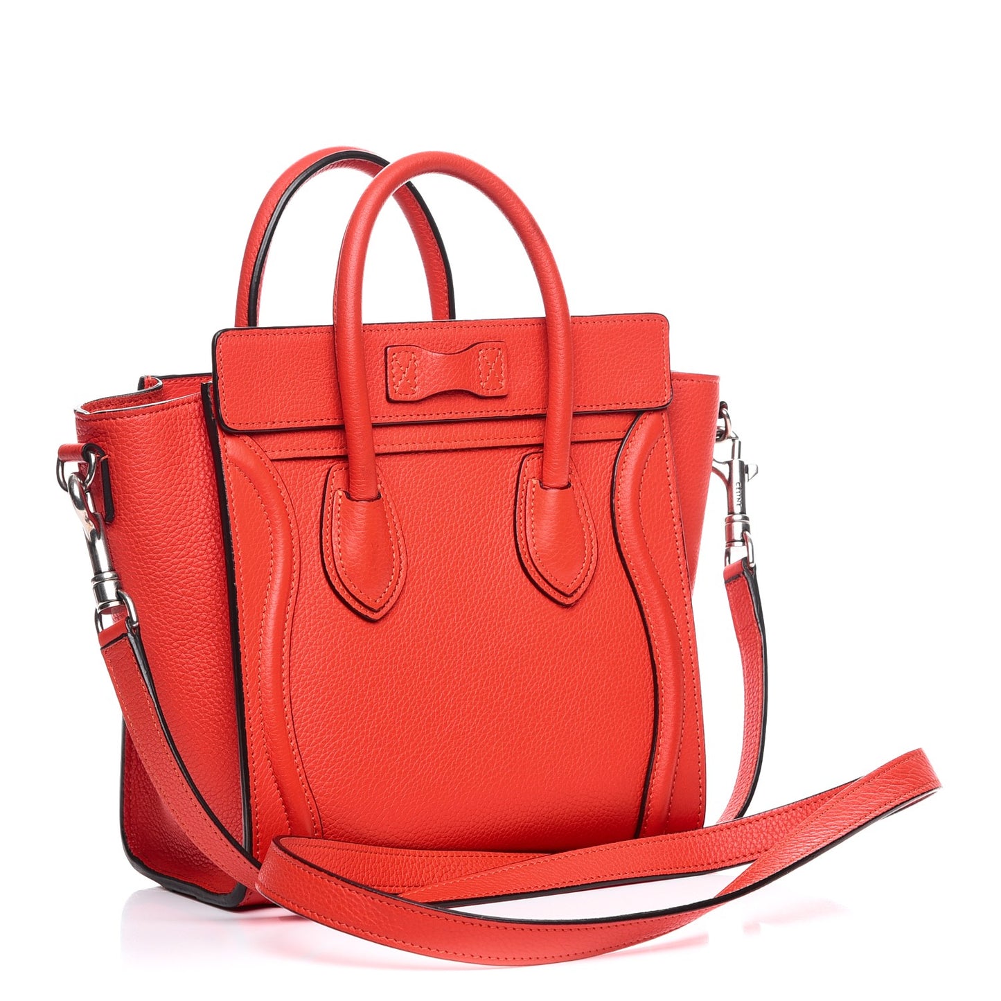 Drummed Calfskin Nano Luggage Vermillion