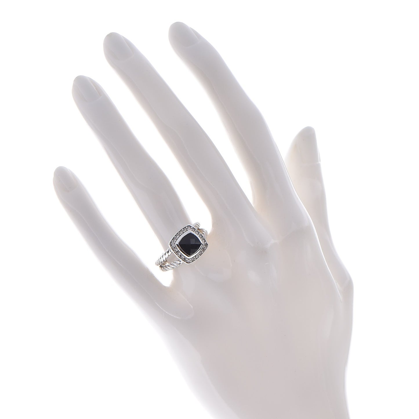 Sterling Silver Diamond Black Onyx 7mm Petite Albion Ring 52 6