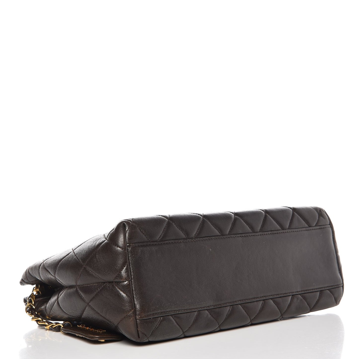 Lambskin Quilted Shoulder Bag Dark Brown