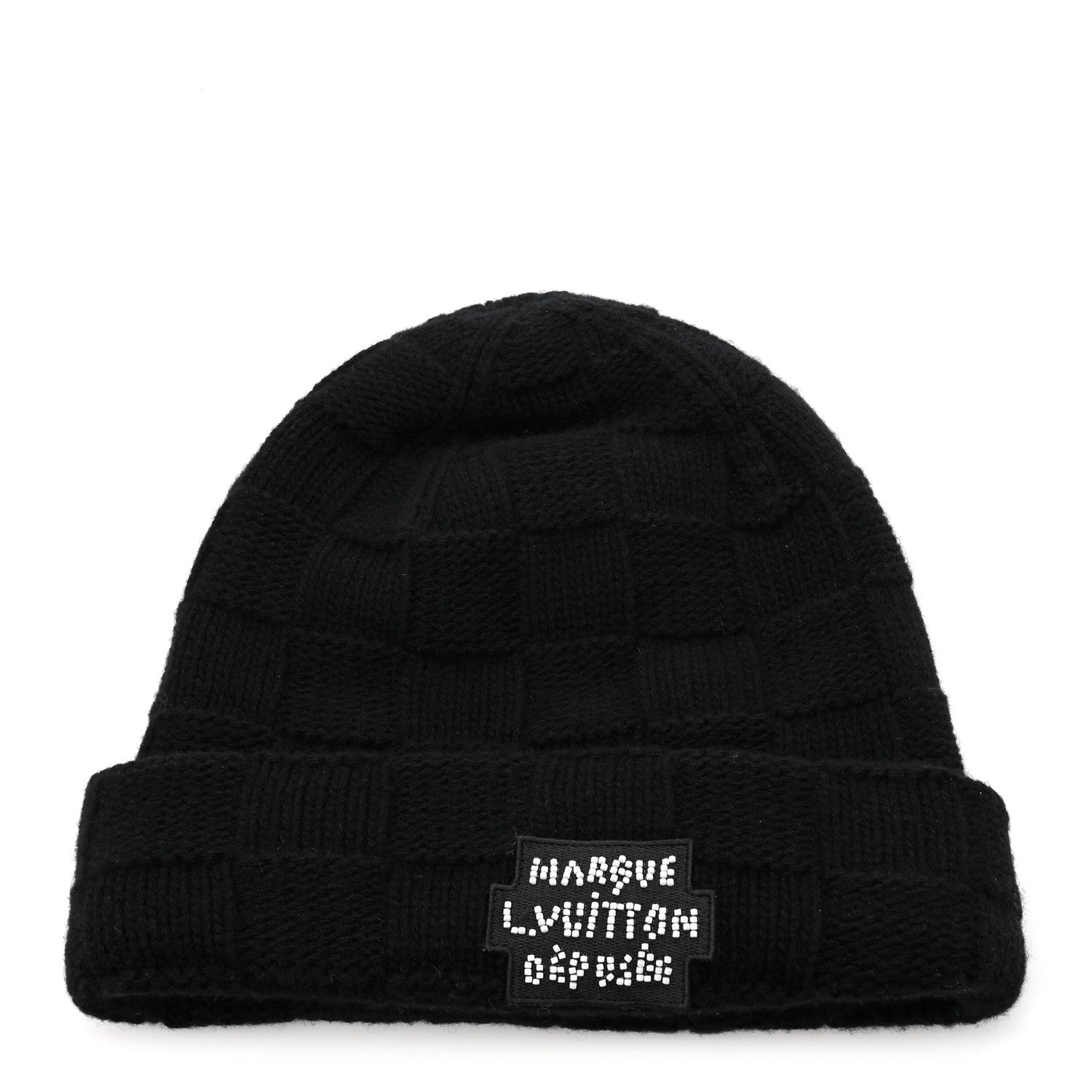 Louis Vuitton Wool Damier Pearls Beanie Hat Black 1 of 5