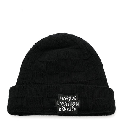 Louis Vuitton Wool Damier Pearls Beanie Hat Black 1 of 5