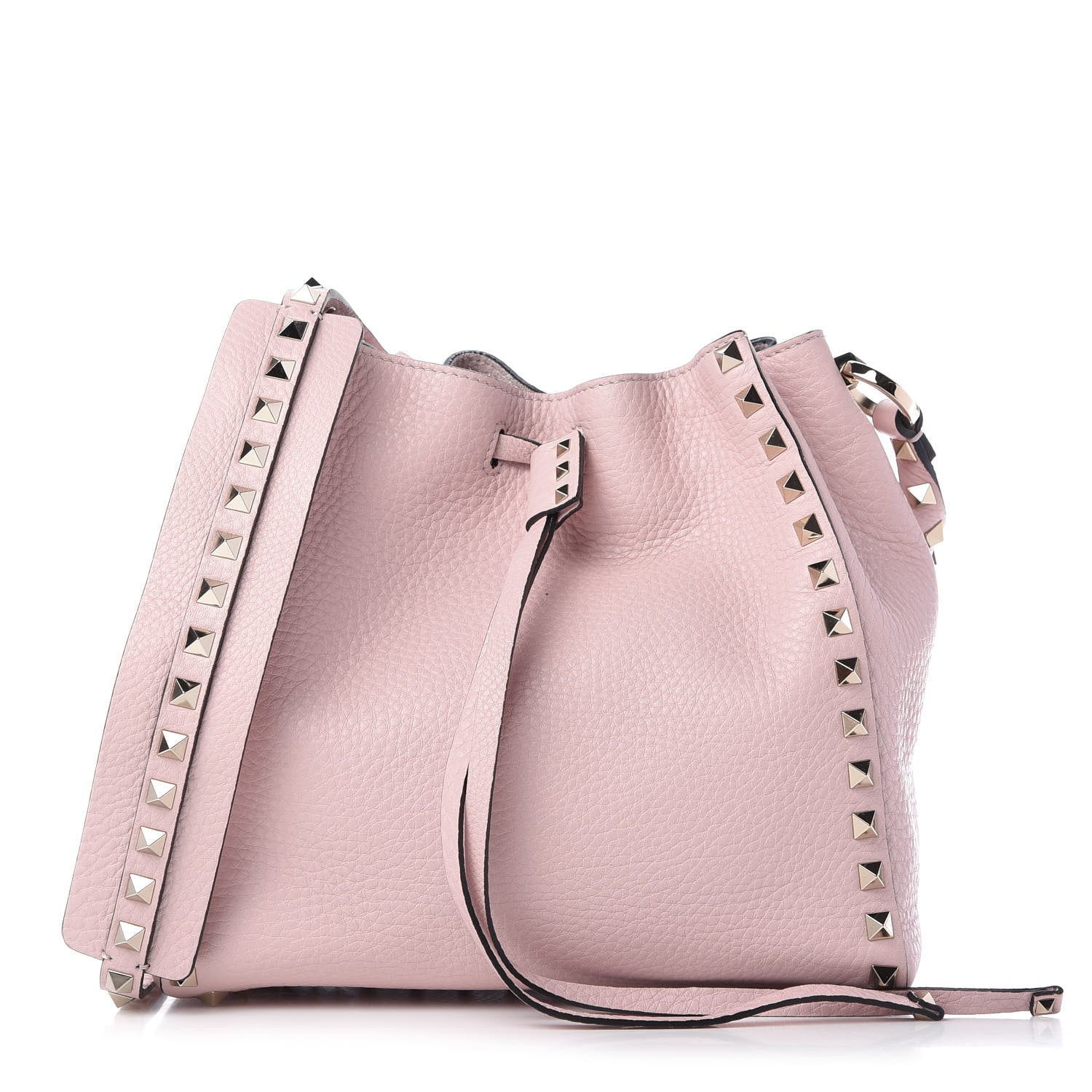 Valentino Garavani Grained Calfskin Rockstud Bucket Bag Light Pink 1 of 8