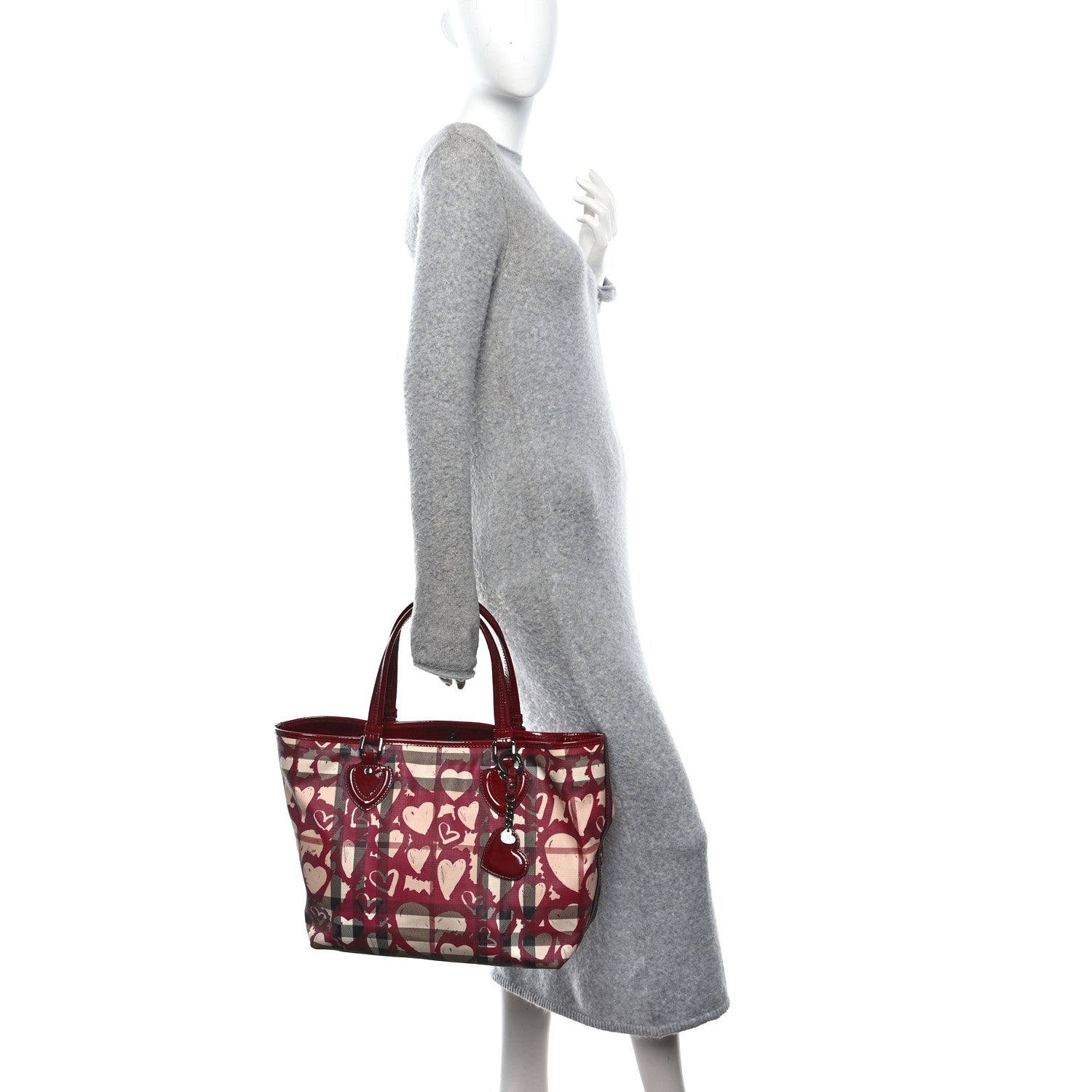 Burberry Nova Check Heart Tote Red 2 of 11