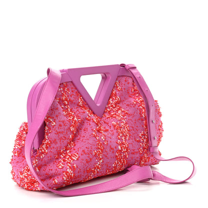 Bottega Veneta Textured Fabric Medium The Point Triangle Bag Cerise 3 of 12