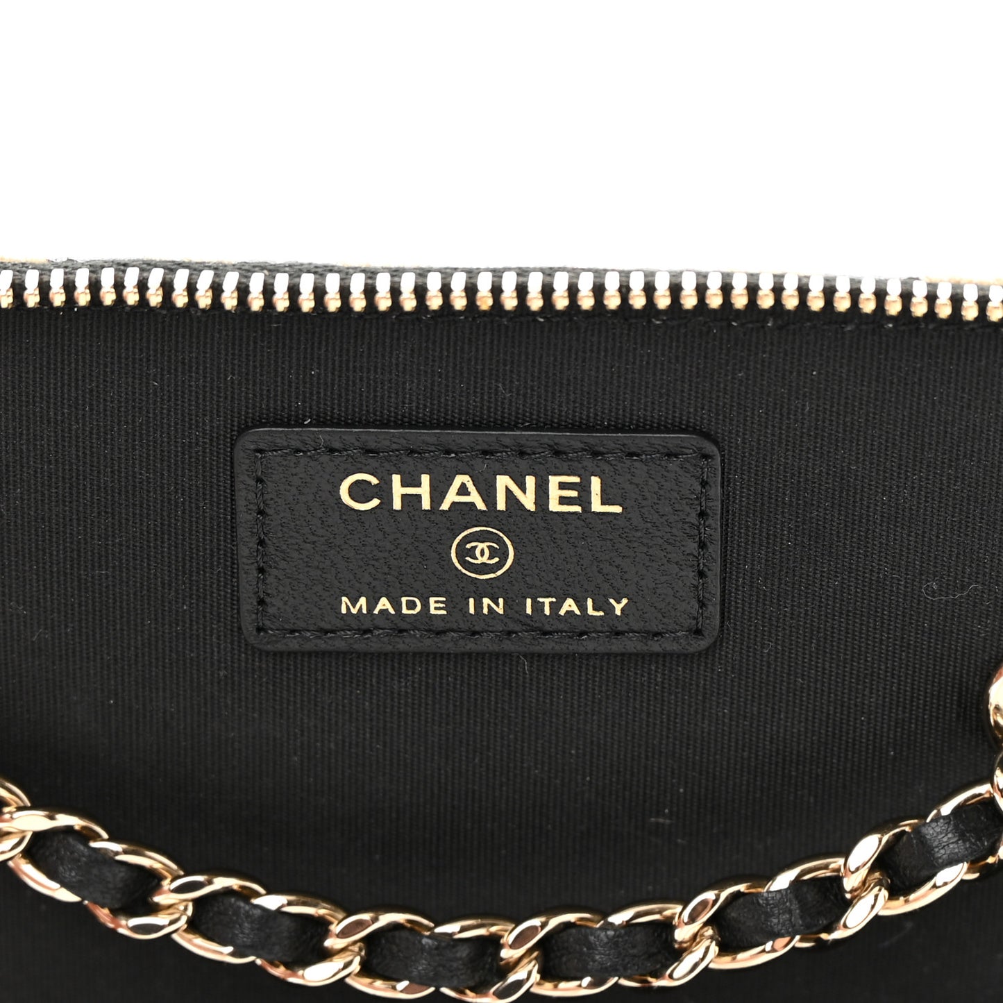 Raffia Jute Striped Small Vanity Case With Chain Black Beige