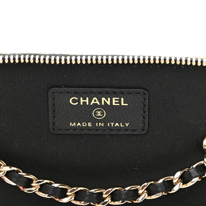 Chanel Raffia Jute Striped Small Vanity Case With Chain Black Beige 6 of 11