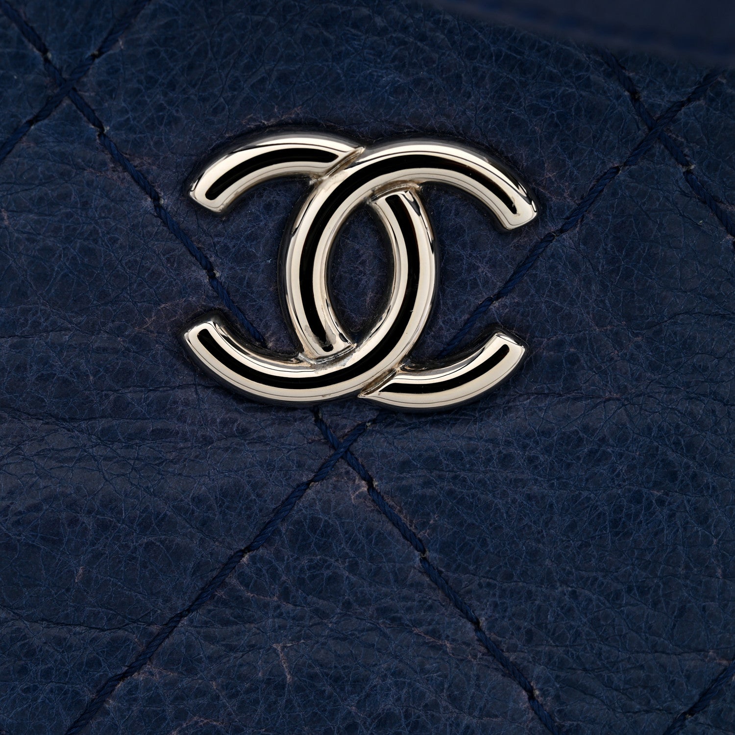 Chanel Glazed Calfskin Large On The Road Tote Dark Blue 13 of 13
