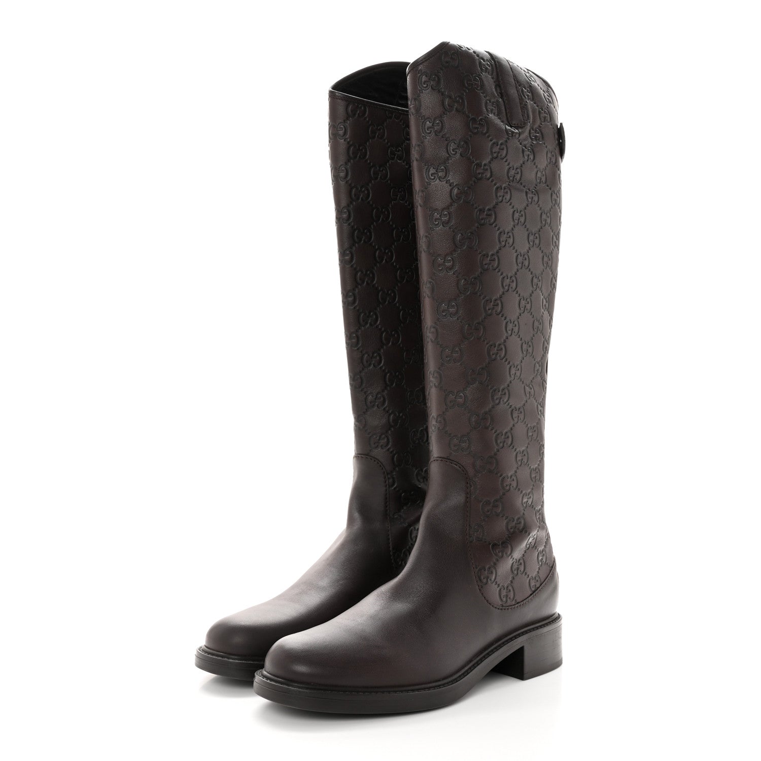 Gucci Guccissima Calfskin Miro Soft Knee High Riding Boots 37 Chocolate 3 of 10