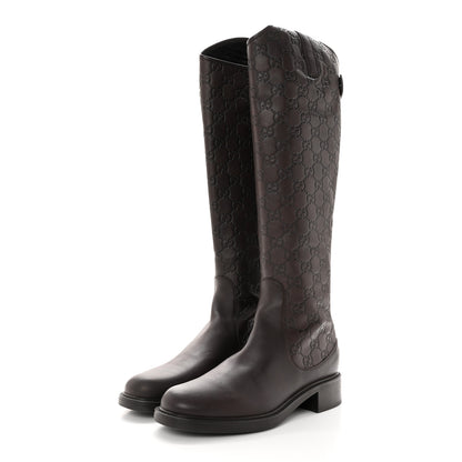 Gucci Guccissima Calfskin Miro Soft Knee High Riding Boots 37 Chocolate 3 of 10
