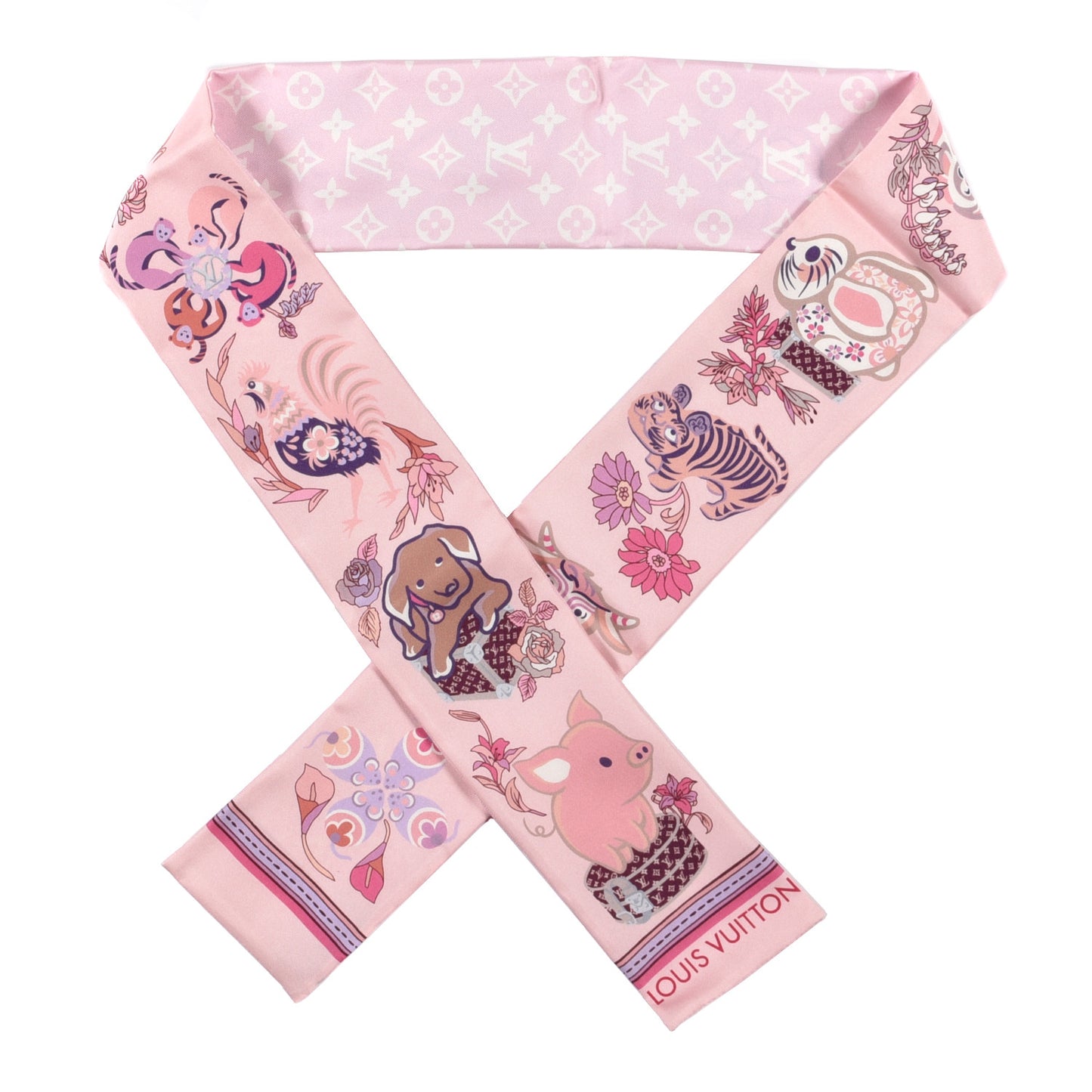 Silk Monogram Superstition Bandeau Rose Clair