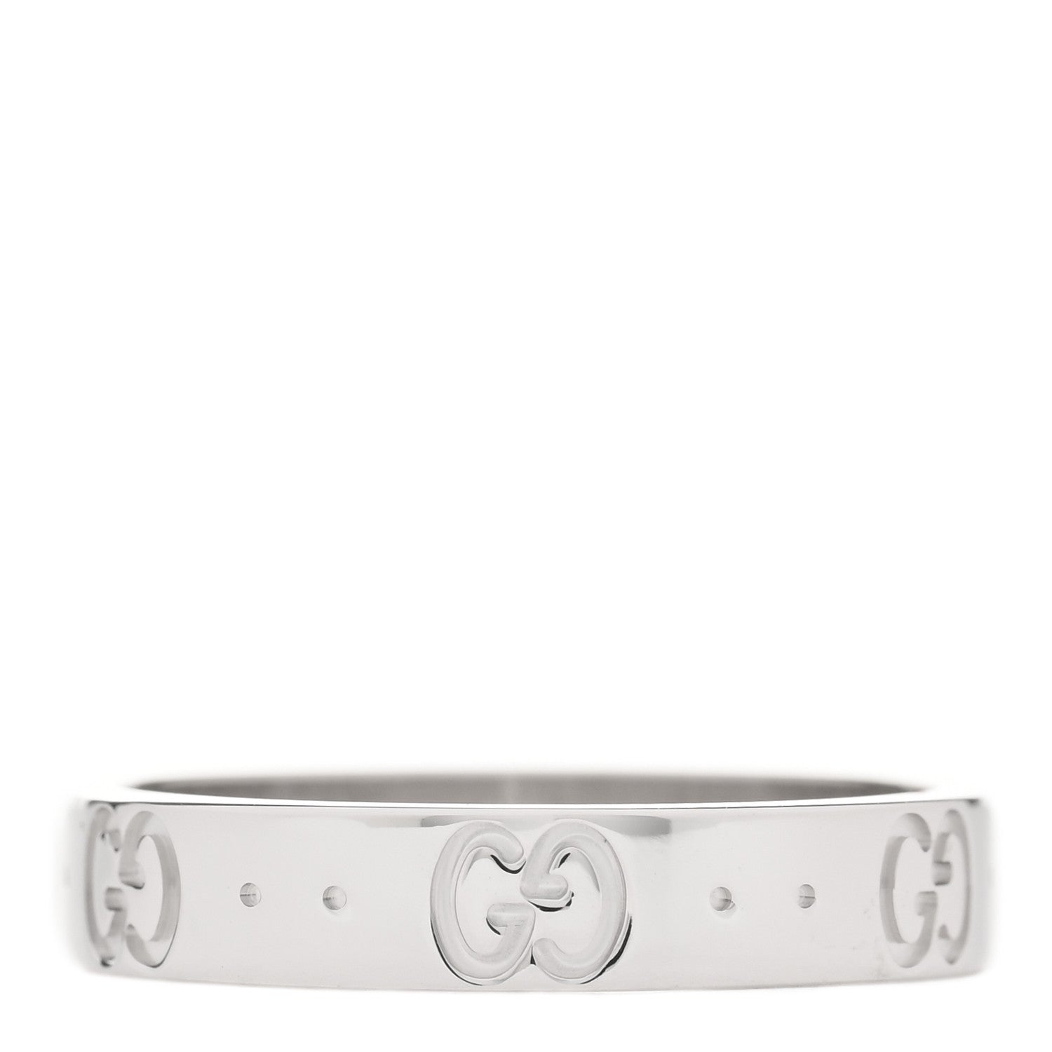 Gucci 18K White Gold 4mm Icon Thin Band Ring 56 7.5 3 of 4