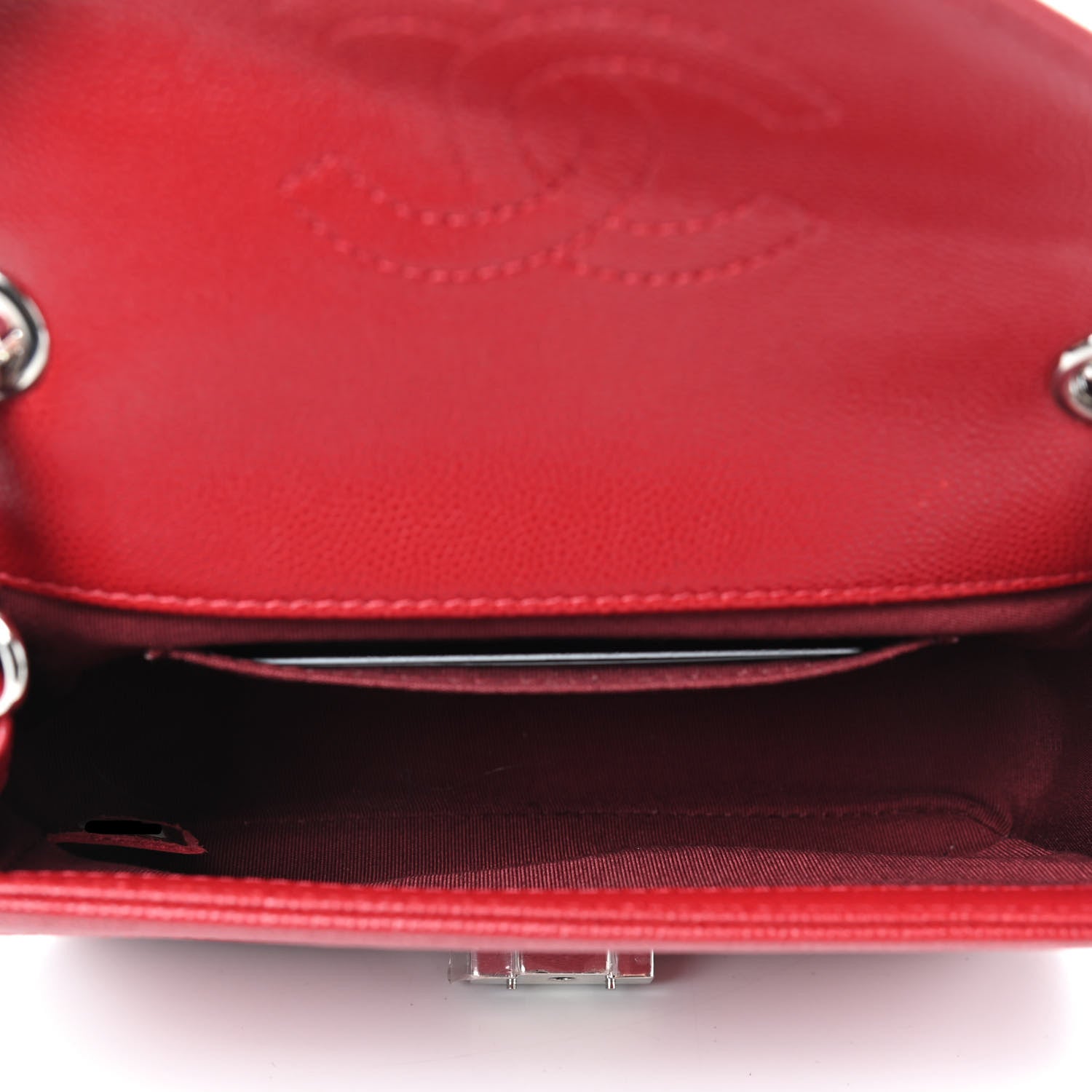 Chanel Caviar Macro Chevron Small Single Flap Red 5 of 9