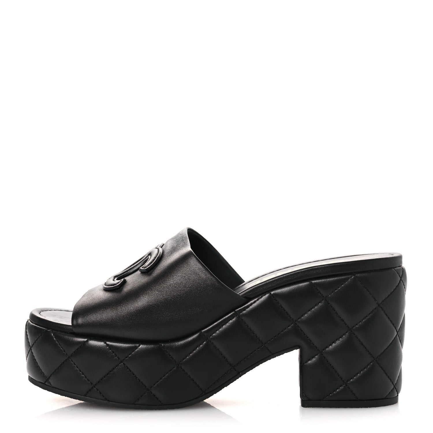 Chanel Lambskin Quilted CC Platform Mules 40 Black 1 of 13