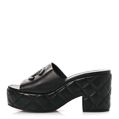 Chanel Lambskin Quilted CC Platform Mules 40 Black 1 of 13