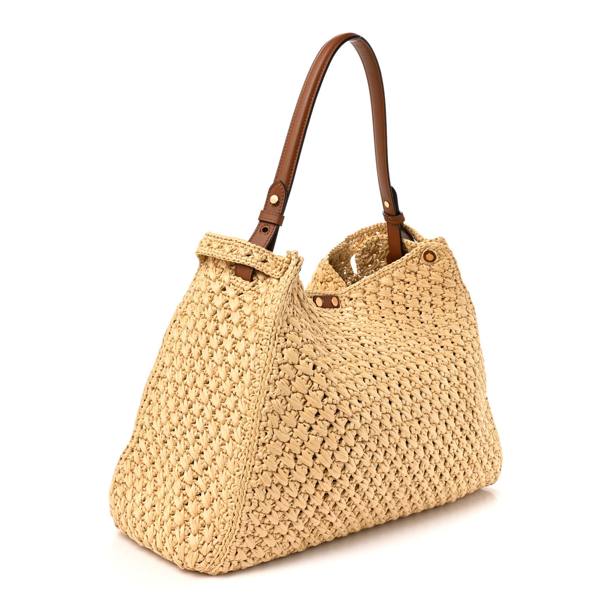 Fendi Raffia Effect Woven Large Fendi Way Tote Beige 3 of 10