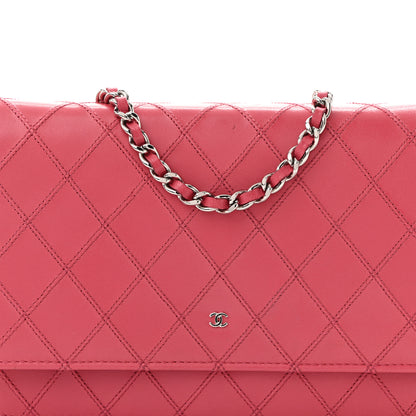 Chanel Lambskin Diamond Stitched Wallet On Chain WOC Pink 9 of 15
