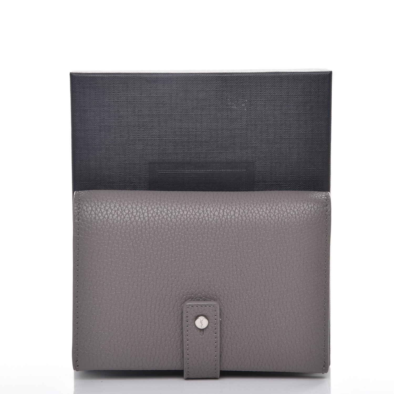 Saint Laurent Grained Calfskin Sac De Jour Compact Wallet Fog 8 of 8