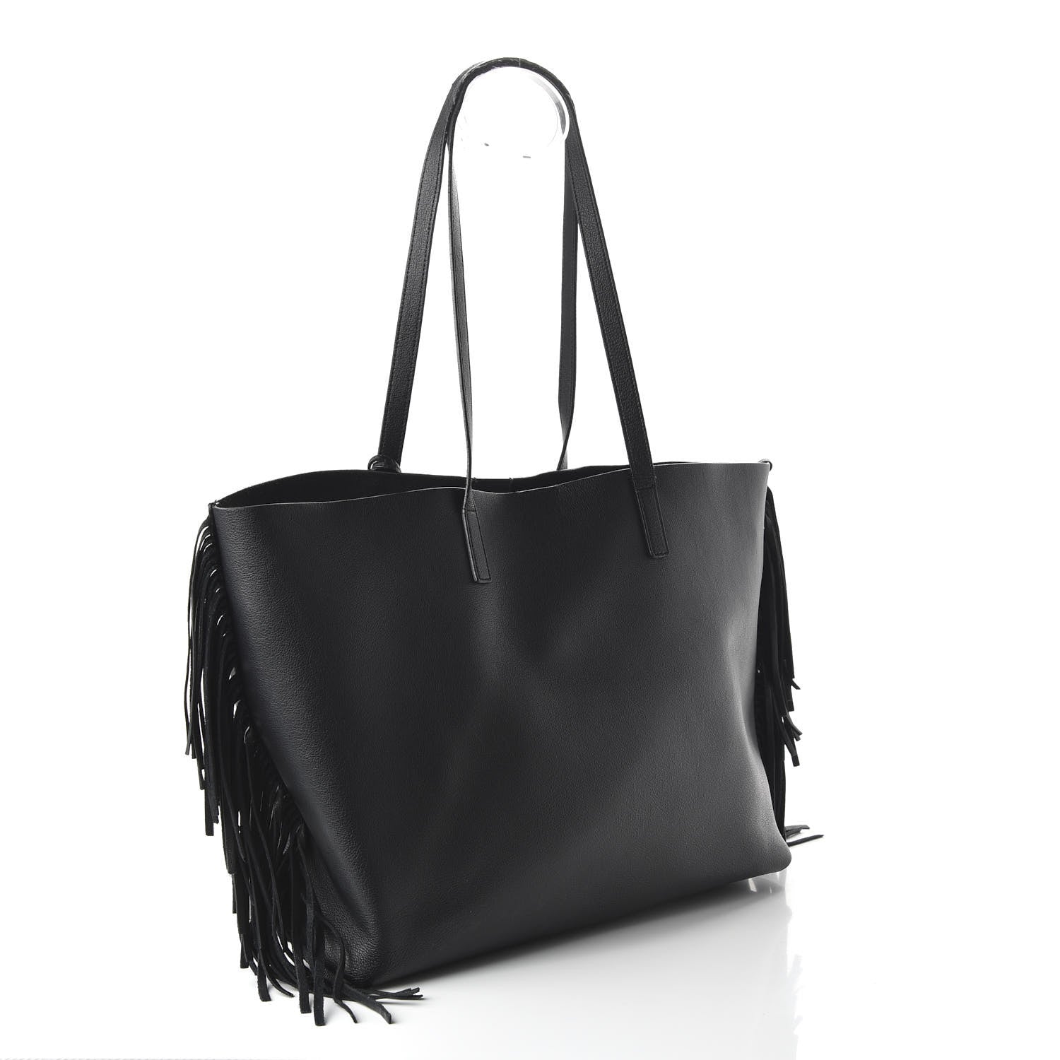 Saint Laurent Calfskin Large Fringe Shopping Tote Black 3 of 13