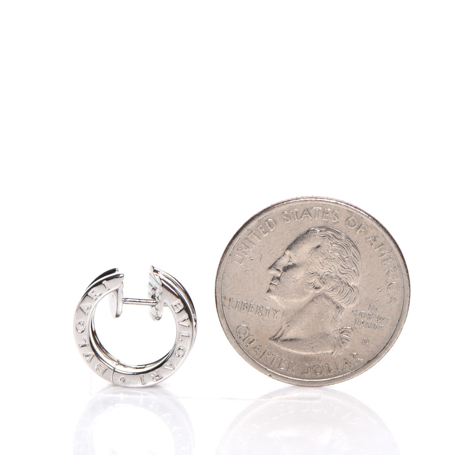 Bulgari 18K White Gold Small B.Zero1 Hoop Earrings 3 of 4