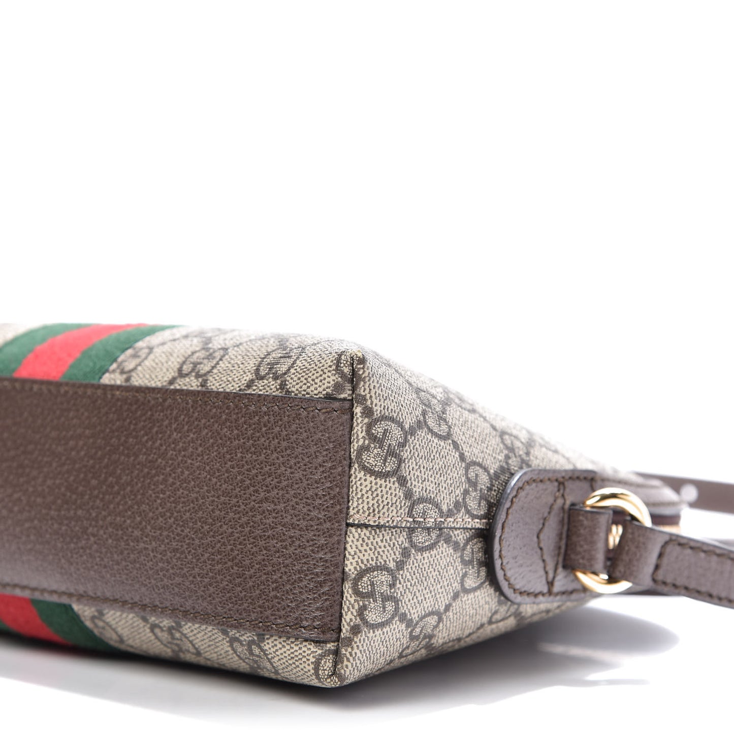 GG Supreme Monogram Textured Dollar Calfskin Web Small Ophidia Dome Shoulder Bag Beige Ebony New Acero