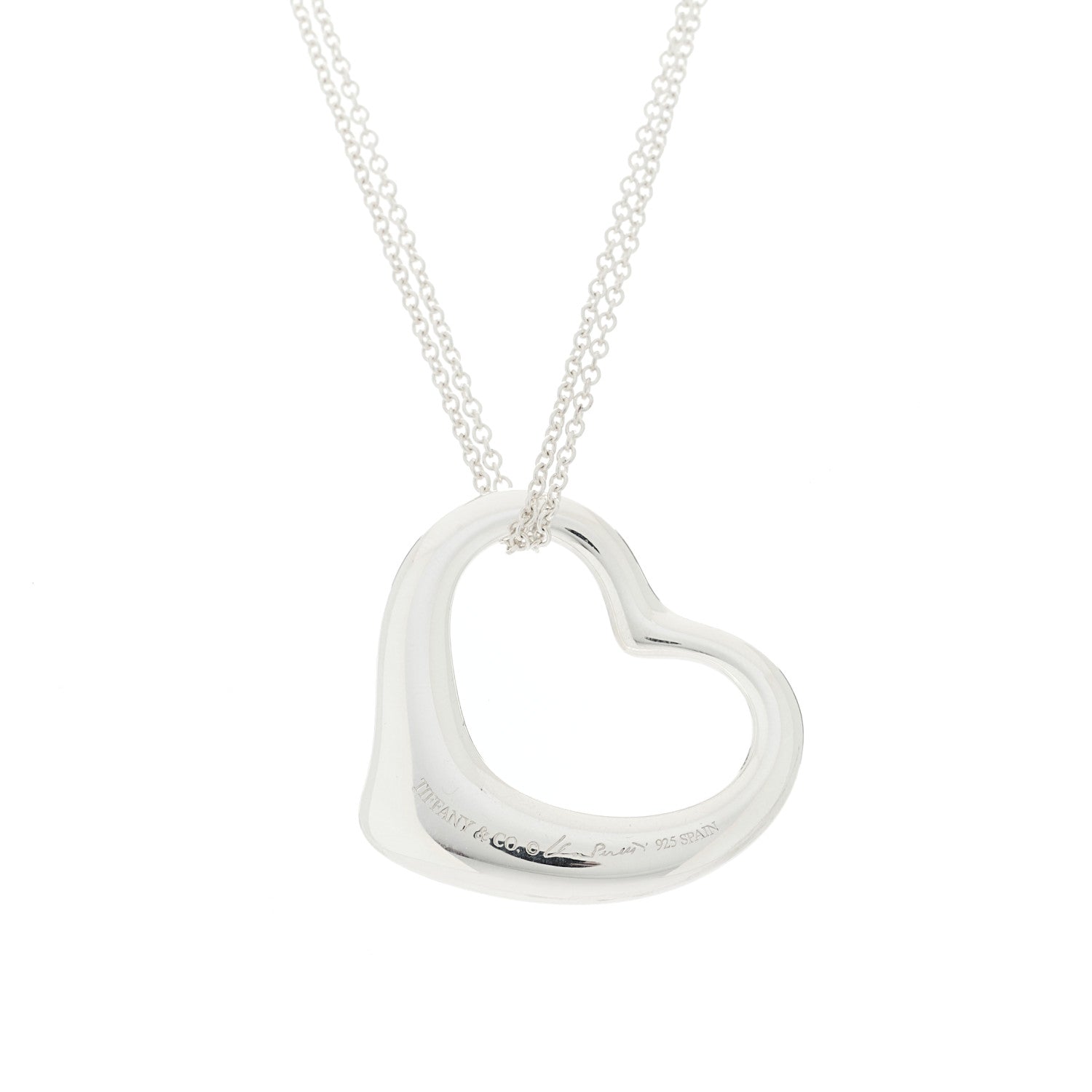 Tiffany Sterling Silver 35mm Elsa Peretti Open Heart Pendant Necklace 4 of 6