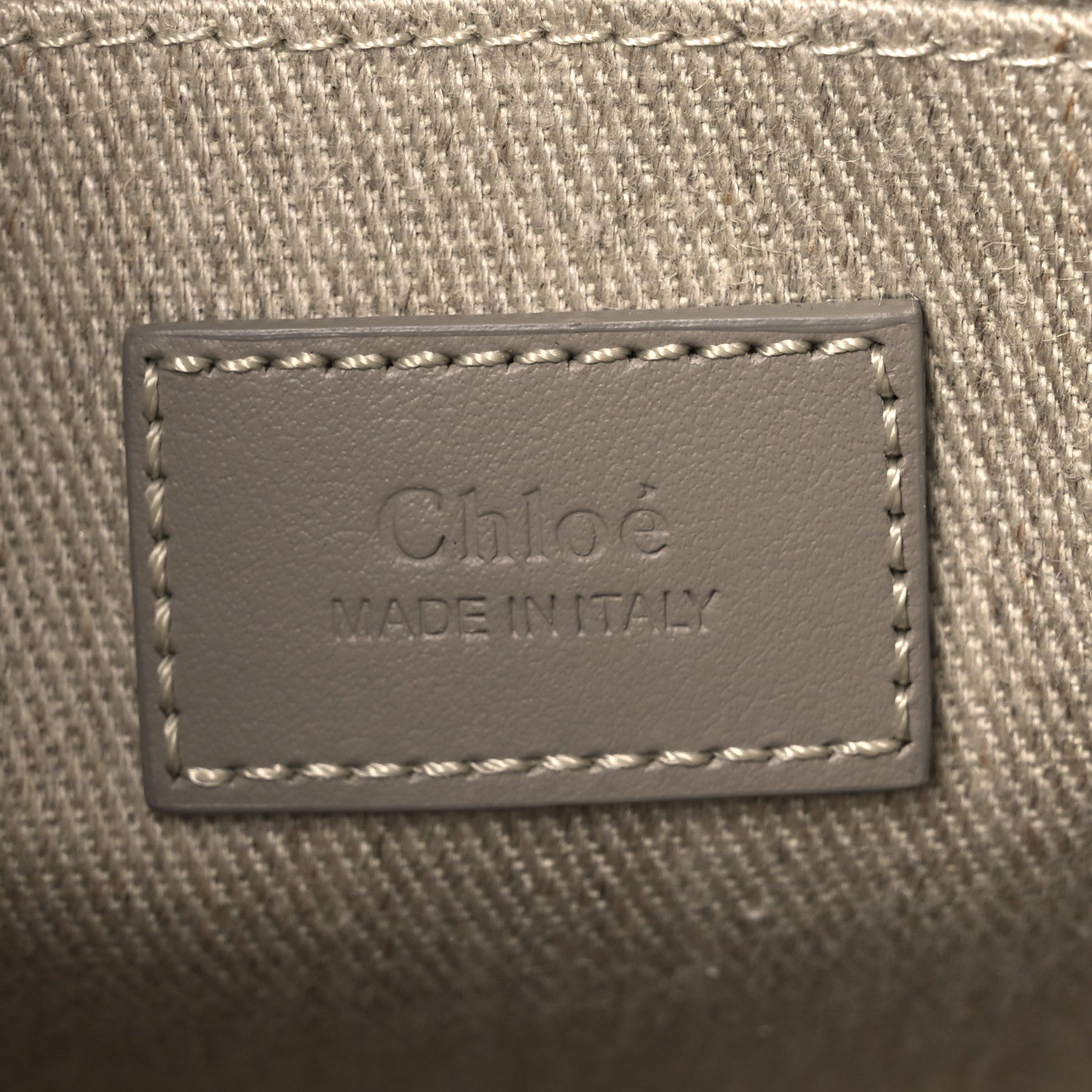 Chloe Cotton Calfskin Small Woody Ribbon Tote With Strap  Beige Taupe 6 of 12