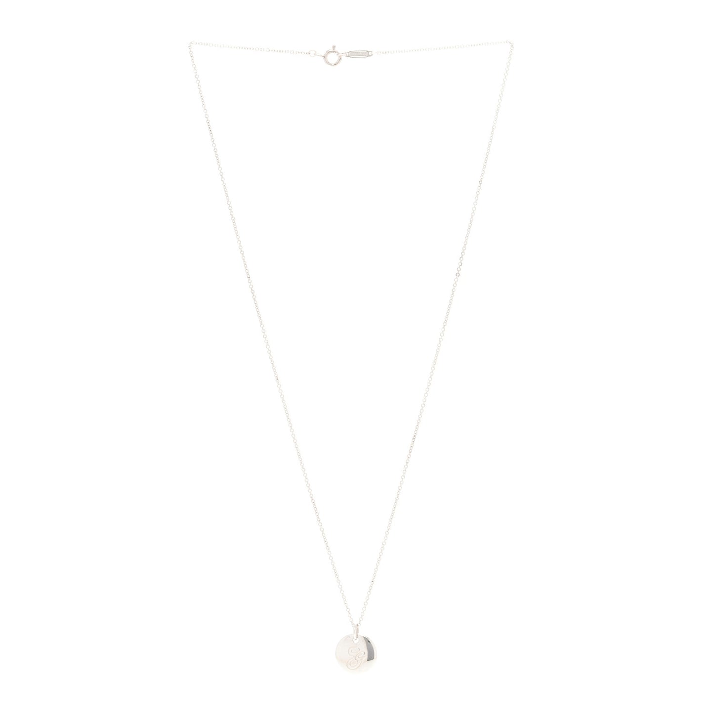 Sterling Silver Letter G Disc Pendant Necklace